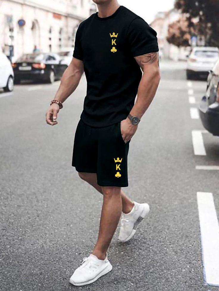 Футболка та шорти 64-019 з ДТФ-принтом S Чорний (29558)