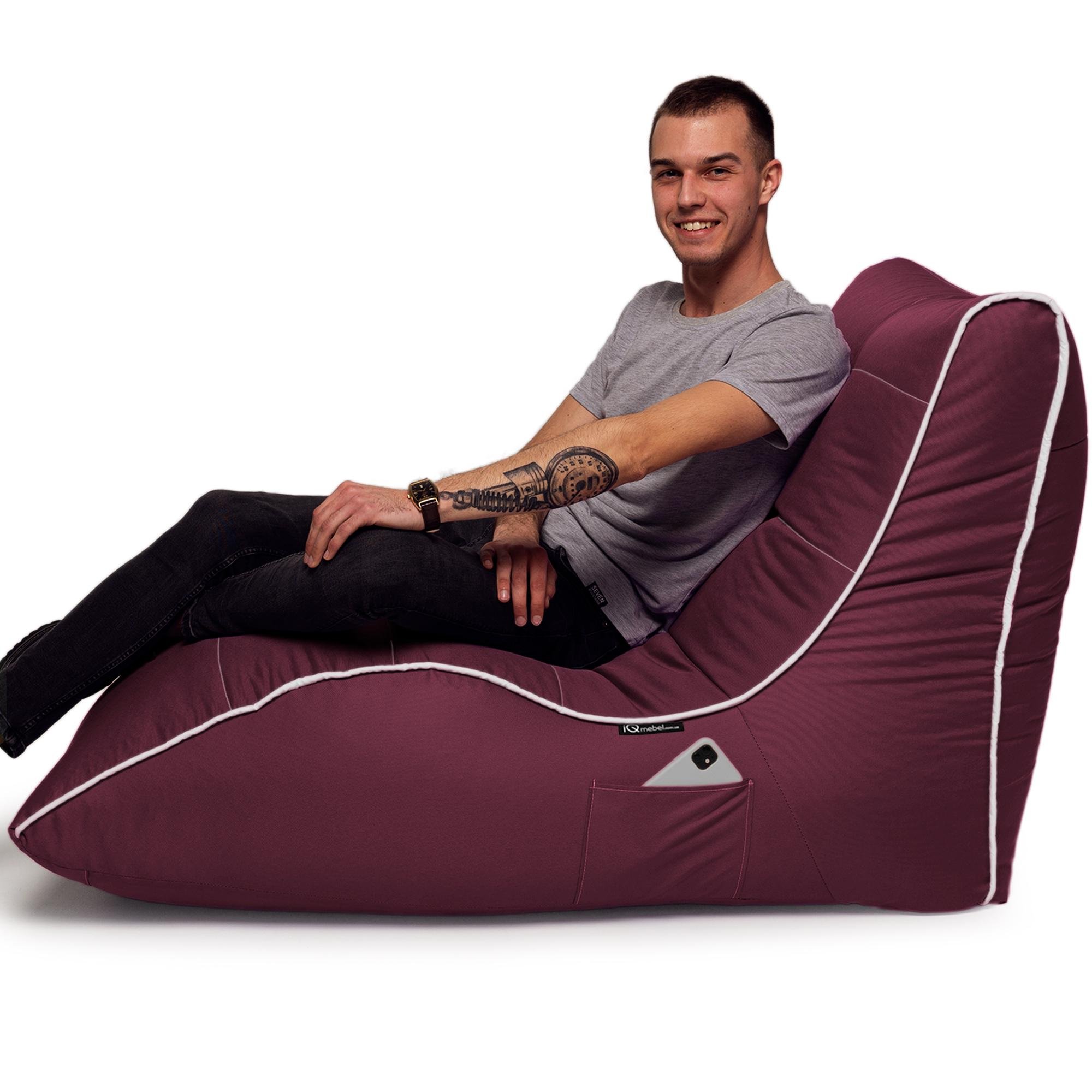 Кресло-мешок iQmebel Лежак 80х125 см оксфорд Бордовый - фото 6