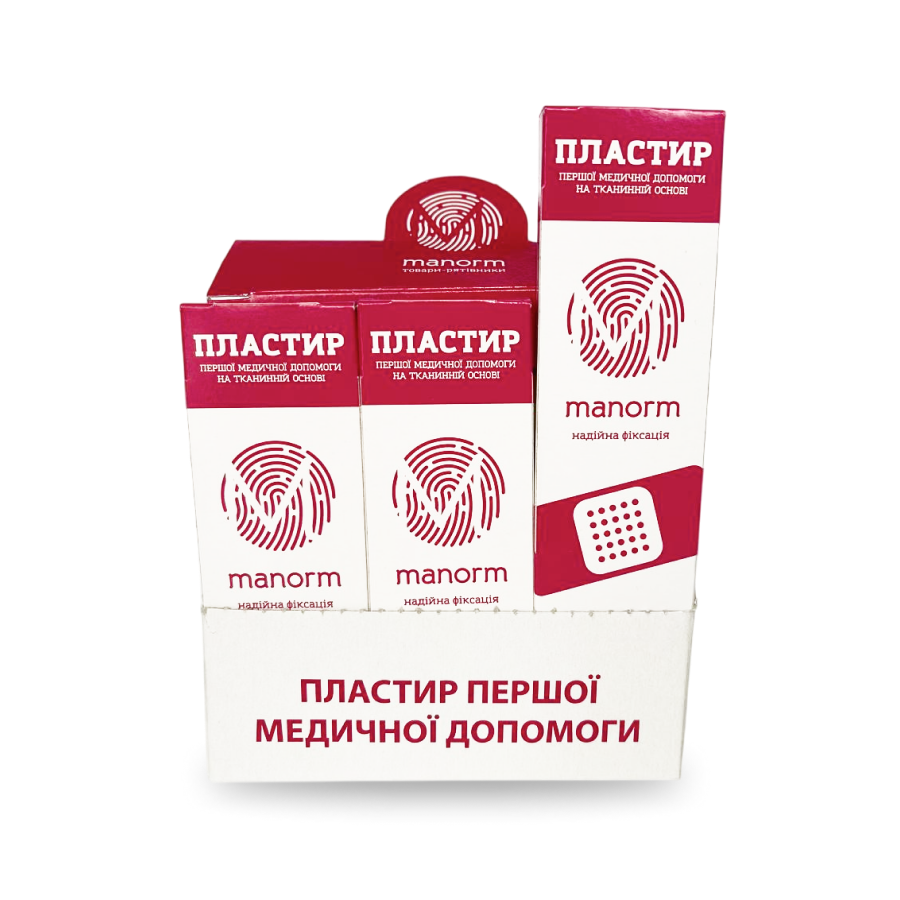 Набор пластырей Manorm на тканевой основе 15 упаковок по 10 шт. 19х72 мм