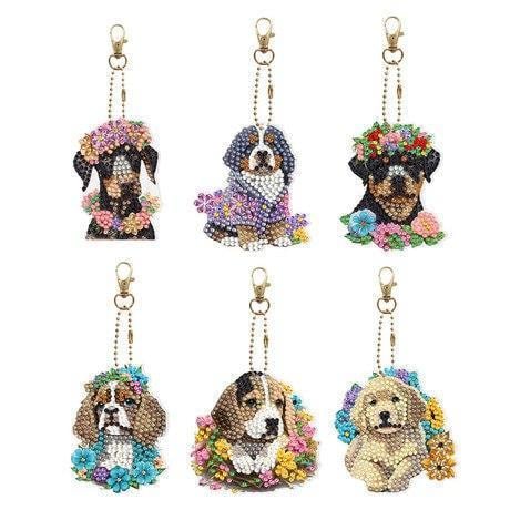 Брелки алмазной мозаикой Красивые собачки 6 шт. (2802841576)