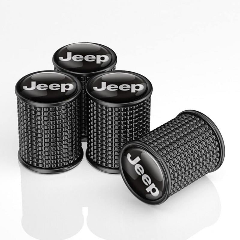 Набор защитных колпачков на ниппель SUNROZ Caps для Джип Lux Black Metal Jeep 4 шт. (A-67692)