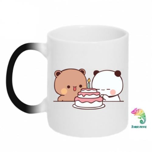 Чашка хамелеон Birthday Bubu and Dudu 320 мл Черно-белый (15761026-17-193867)