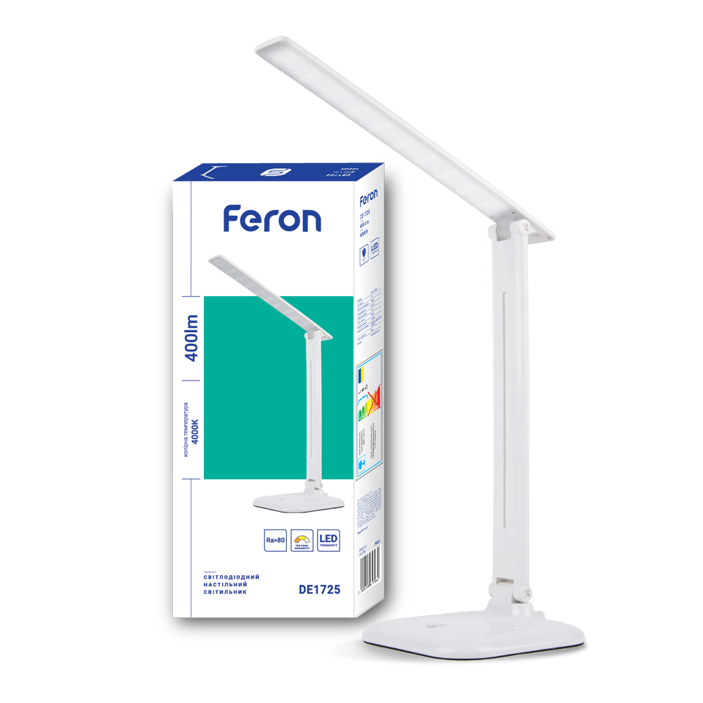 Светильник настольный светодиодный Feron DE1725 9 Вт 6500K Белый (14814)