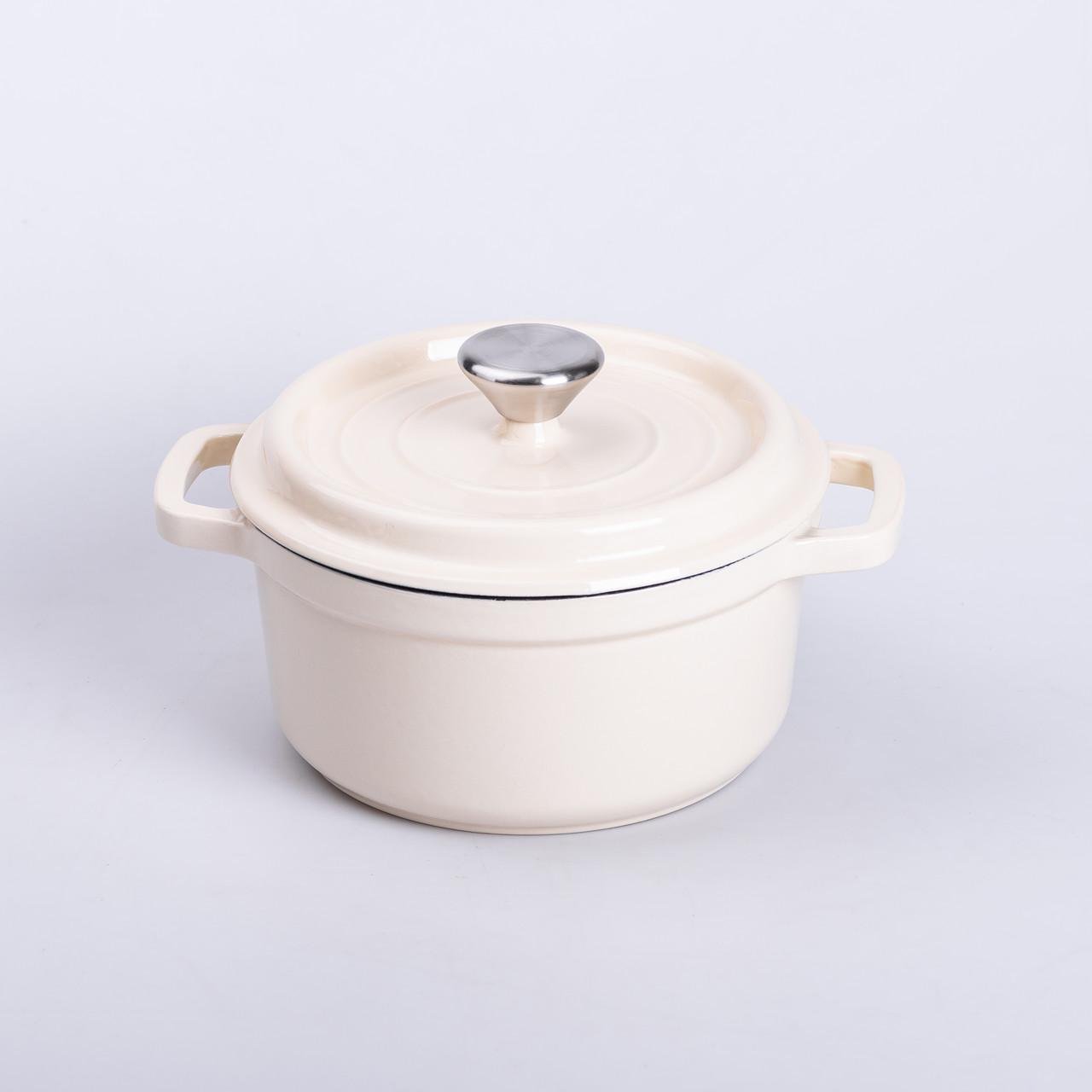 Кастрюля чугунная эмалированная с крышкой 2 л 20 см Бежевый - фото 9 Кастрюля чугунная эмалированная с крышкой 2 л 20 см Бежевый - фото 9