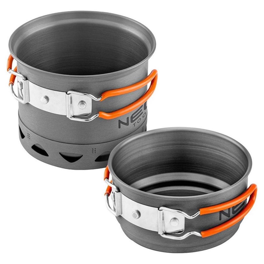 Туристический набор кастрюль Neo Tools 2в1 Серебристый/Оранжевый (63-144) - фото 2 Туристический набор кастрюль Neo Tools 2в1 Серебристый/Оранжевый (63-144) - фото 2