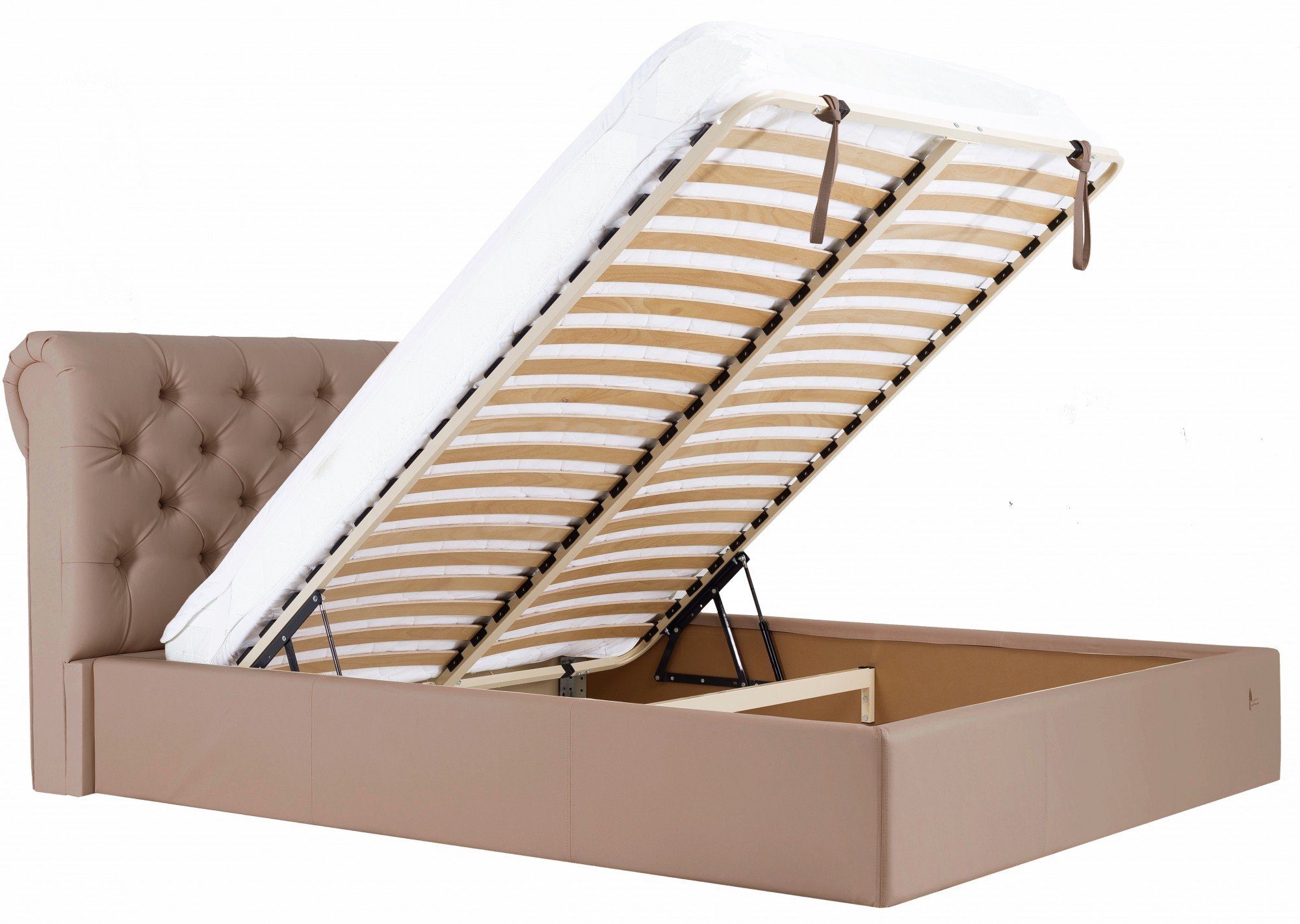 Кровать с подъемным механизмом двуспальная London Comfort Флай 2213 160х190 см Светло-коричневый - фото 8