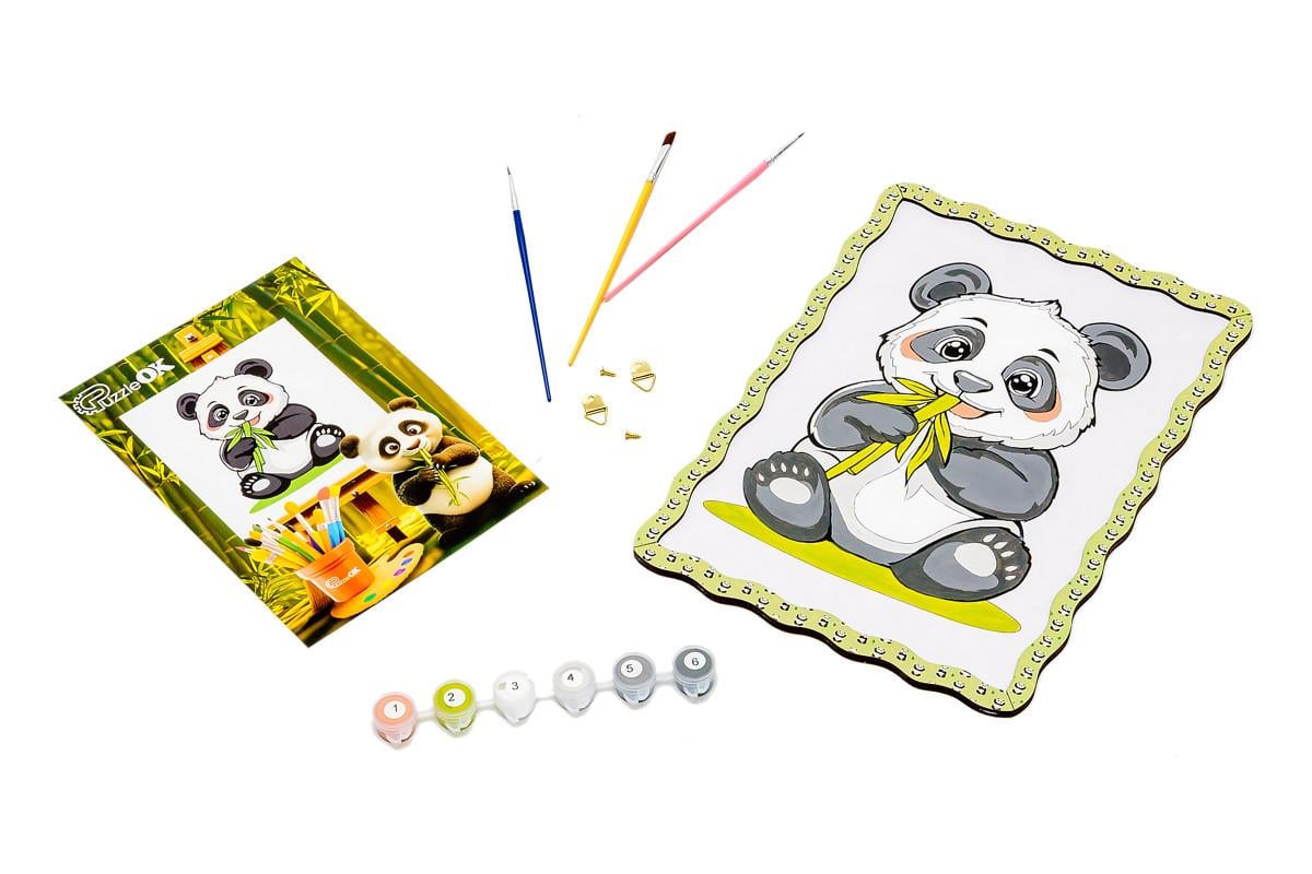 Іграшка розвиваюче розмальовка з дерева PuzzleOK Панда з фарбами Іграшка розвиваюче розмальовка з дерева PuzzleOK Панда з фарбами