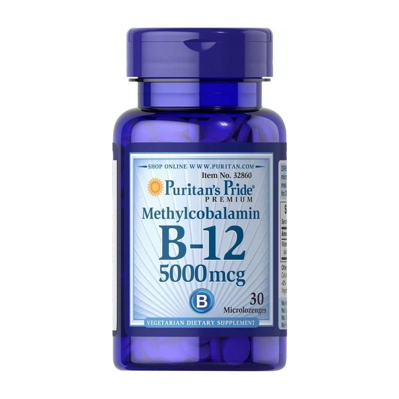 Витамин B12 Puritan's Pride B-12 5000 mcg Methylcobalamin 30 микропаст.