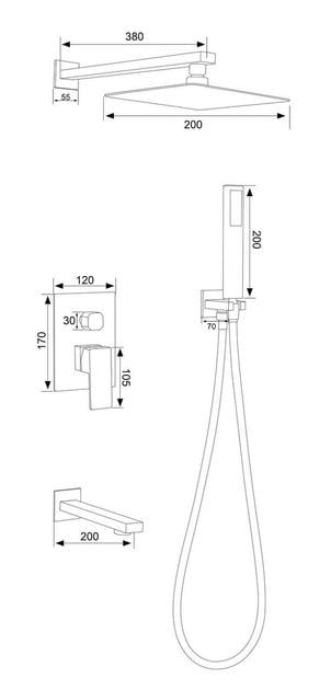 Душова система Perla SMART прихованого монтажу квадратна Сатин (PSS7704) - фото 2