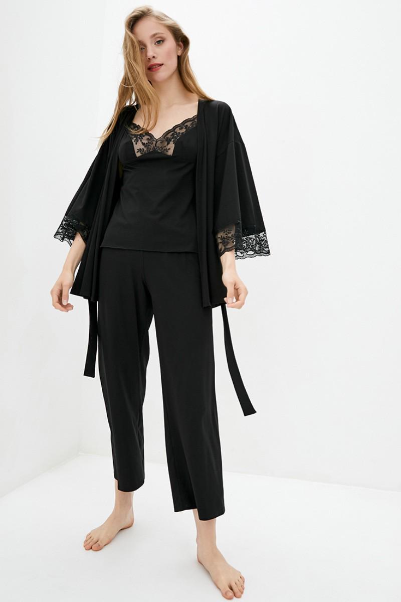 Комплект Ora халат/топ/брюки р. 42/S Черный (75014)