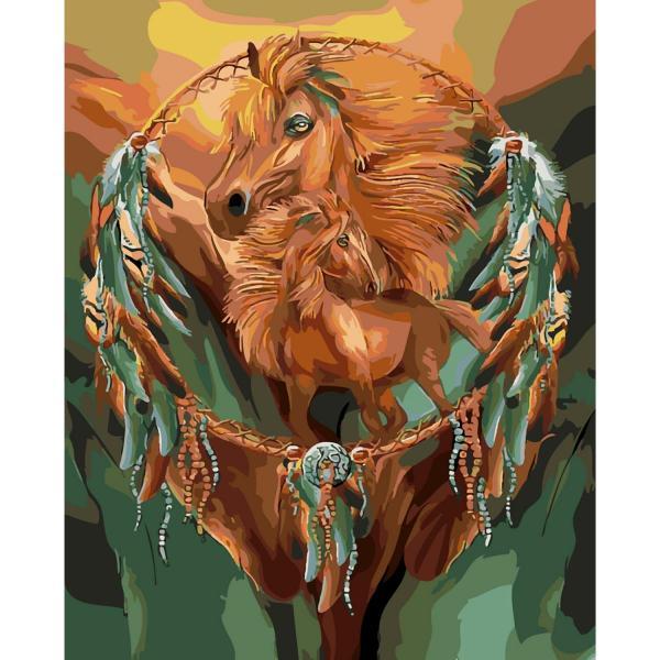 Картина по номерам Strateg Животные Арт-кони 40х50 см в термопакете (SY6191-mt)