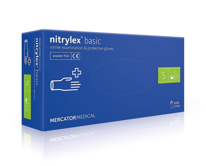 Перчатки нитриловые Mercator Medical Nitrylex Basic 50 пар S Синий - фото 1