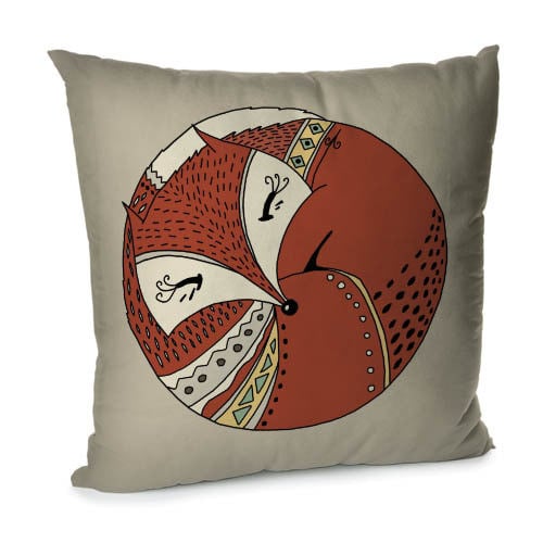 Подушка диванная с бархата Лиса 45x45 см (45BP_TFL094)