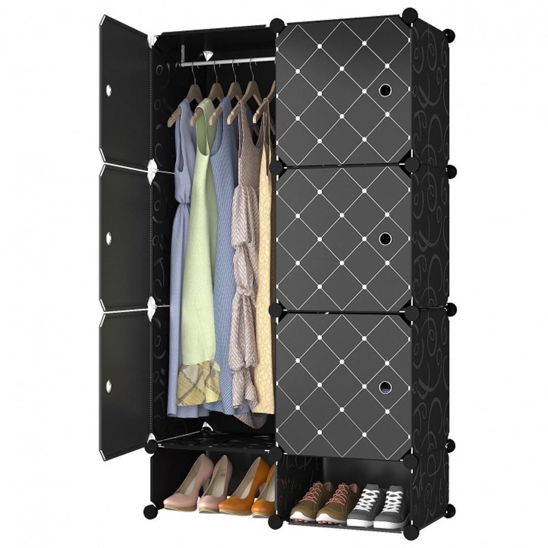 Шафа для одягу та взуття на 8 відділень складана пластикова 75х37х127 см (500431)