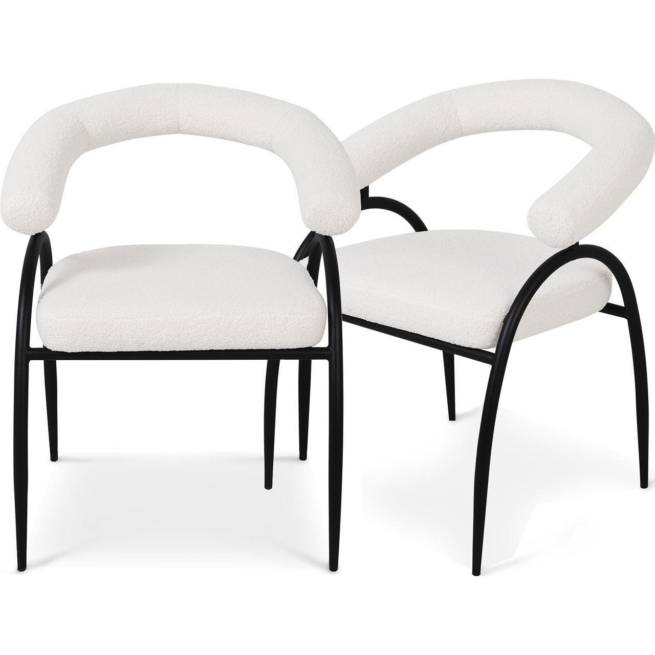 Комплект из 2-х стульев обеденных Lumen с подлокотниками Teddy white black base (13962) Комплект из 2-х стульев обеденных Lumen с подлокотниками Teddy white black base (13962)