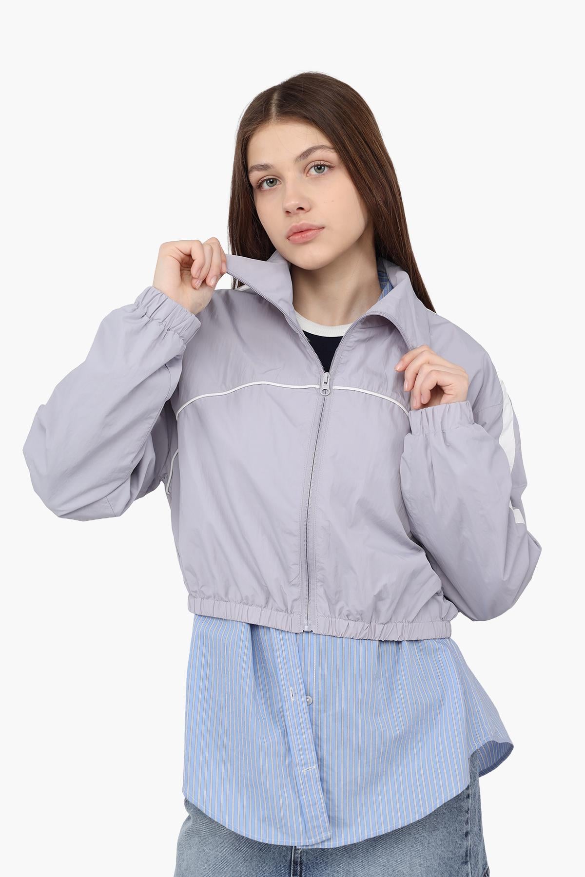 Ветровка женская ЦБ-00290246 48 см Светло-серый