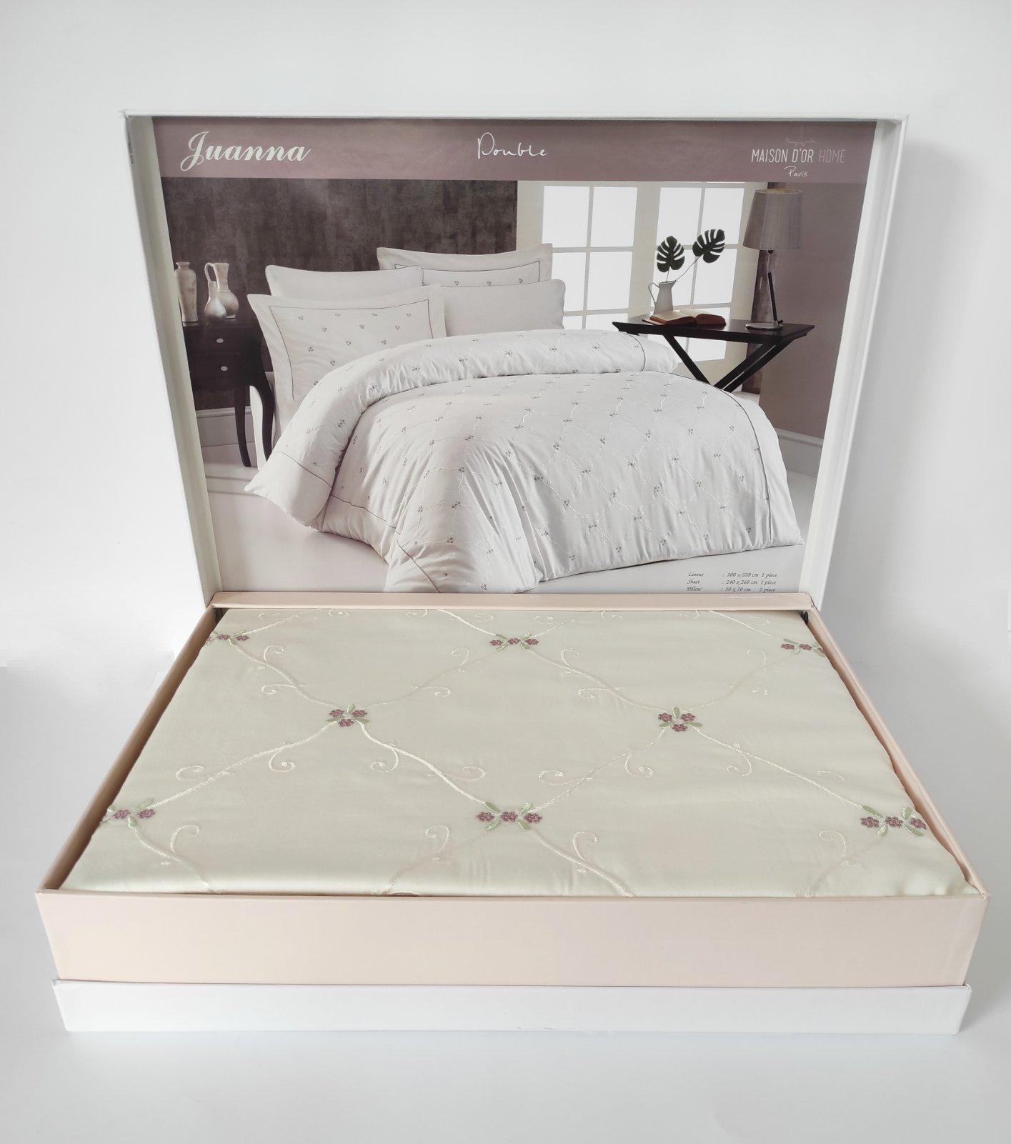 Комплект постельного белья Maison D'or Cатин 200х220 Juanna Ecru Darc Lilac (CN9085)