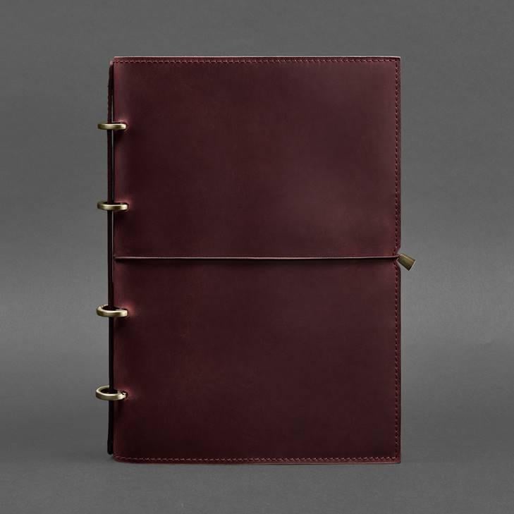 Блокнот шкіряний Софт-бук 9.0 Crazy Horse А4 на кільцях в м'якій обкладинці Бордовий (A-027505) - фото 4