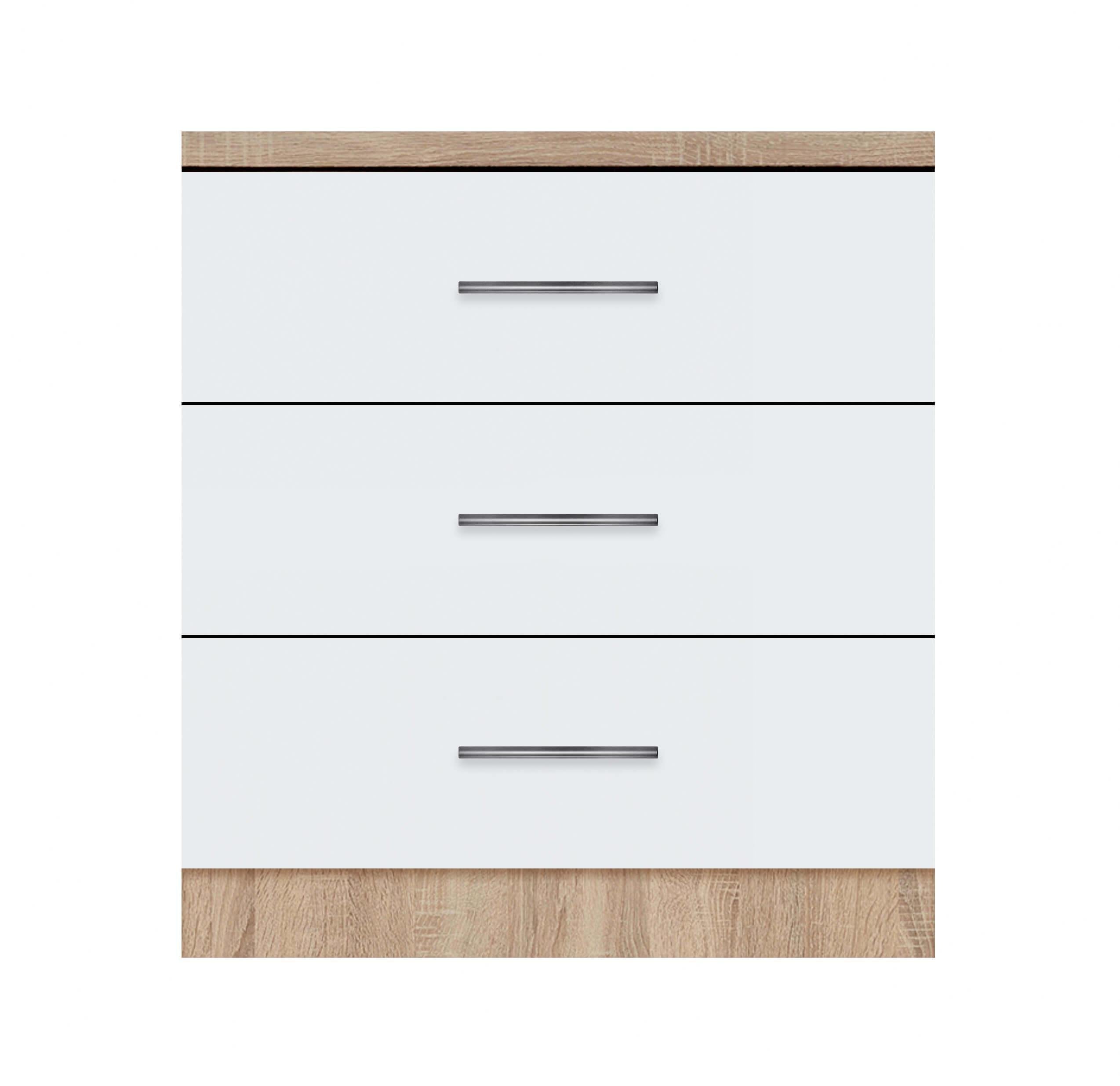 Тумба з трьома ящиками МАКСІ-МЕблі зі стільницею 1-й кат. складська програма 600 Дуб сонома/Білий гладкий (70131)