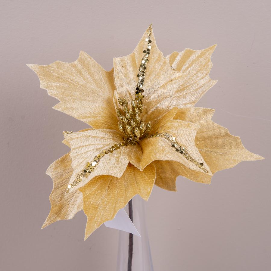 Пуансетия с блестящей полоской 30 см (5001-1) Пуансетия с блестящей полоской 30 см (5001-1)