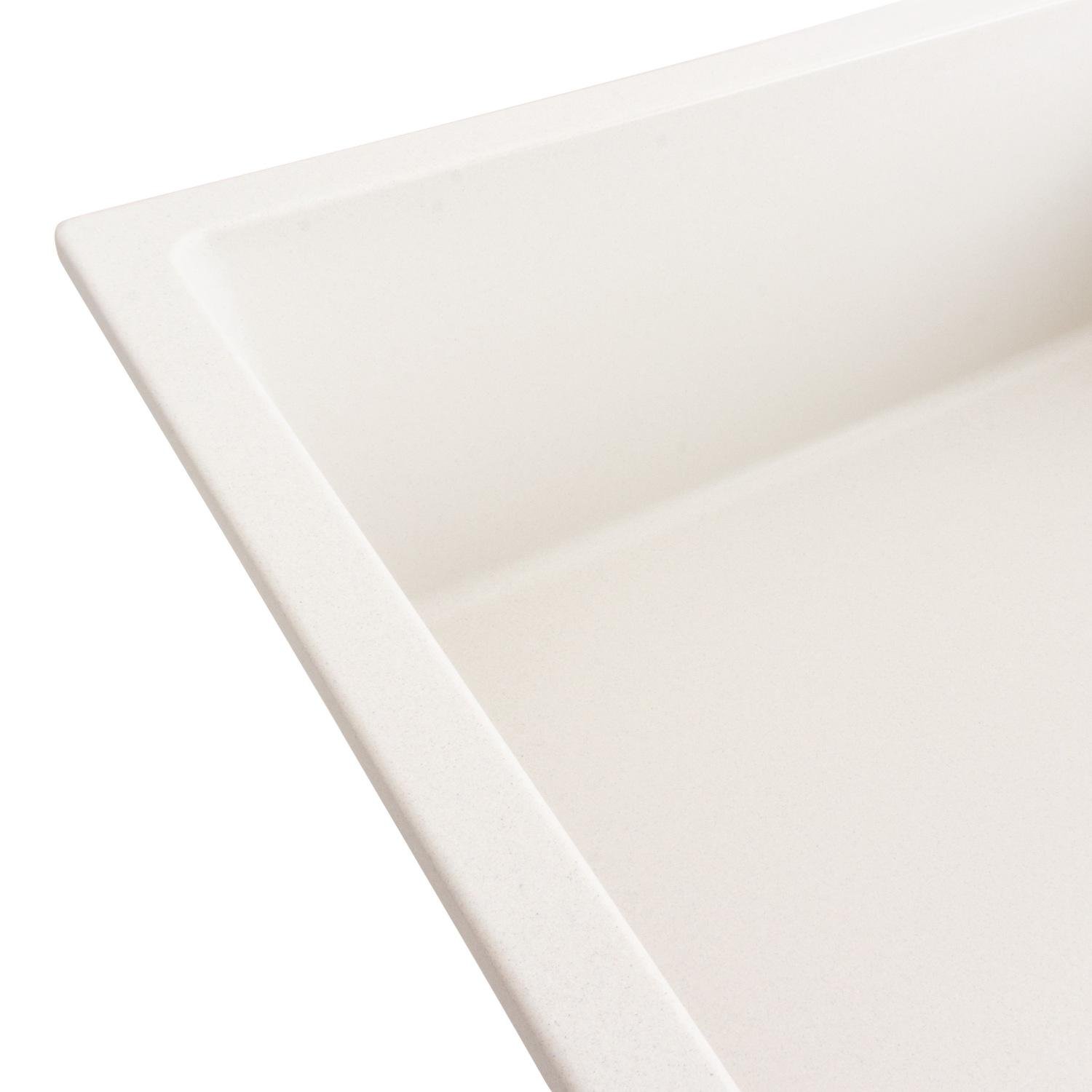 Мийка кухонна Platinum PLS-A39163 гранітна прямокутна 860x500 мм Білий (25960351) - фото 4