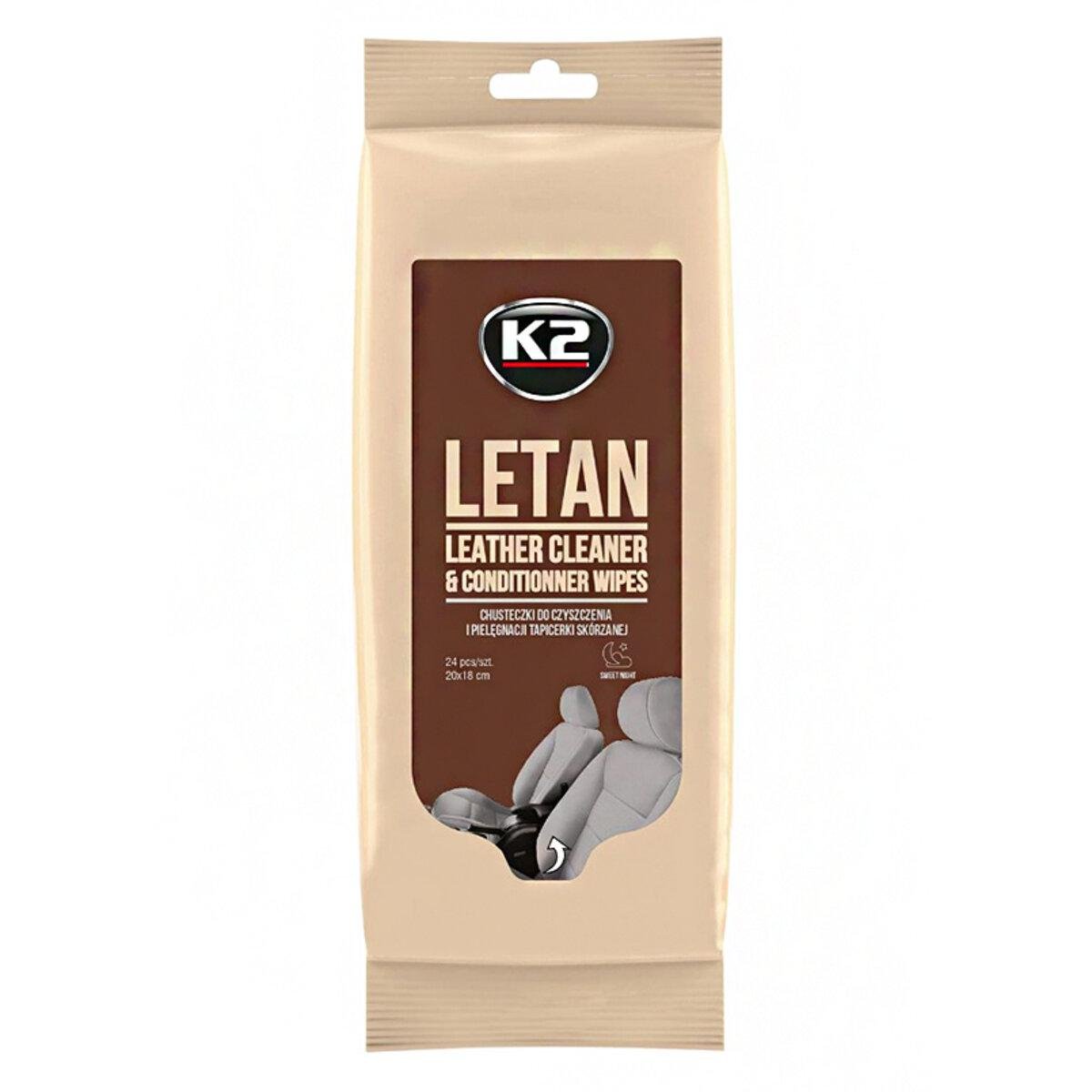 Вологі серветки для очищення шкіряної оббивки K2 Letan Leather Cleane