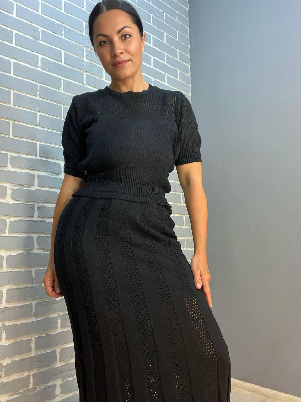 Костюм женский MINTAS 4222 юбка длинная с регланом OS Черный (2504) - фото 3 Костюм женский MINTAS 4222 юбка длинная с регланом OS Черный (2504) - фото 3