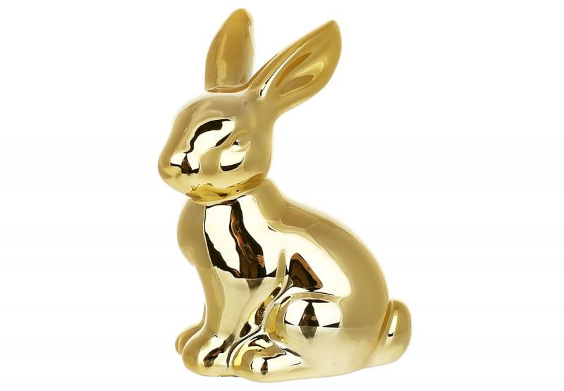 Статуэтка декоративная фарфоровая Кролик 7,8х5,1х10,4 см Золотой