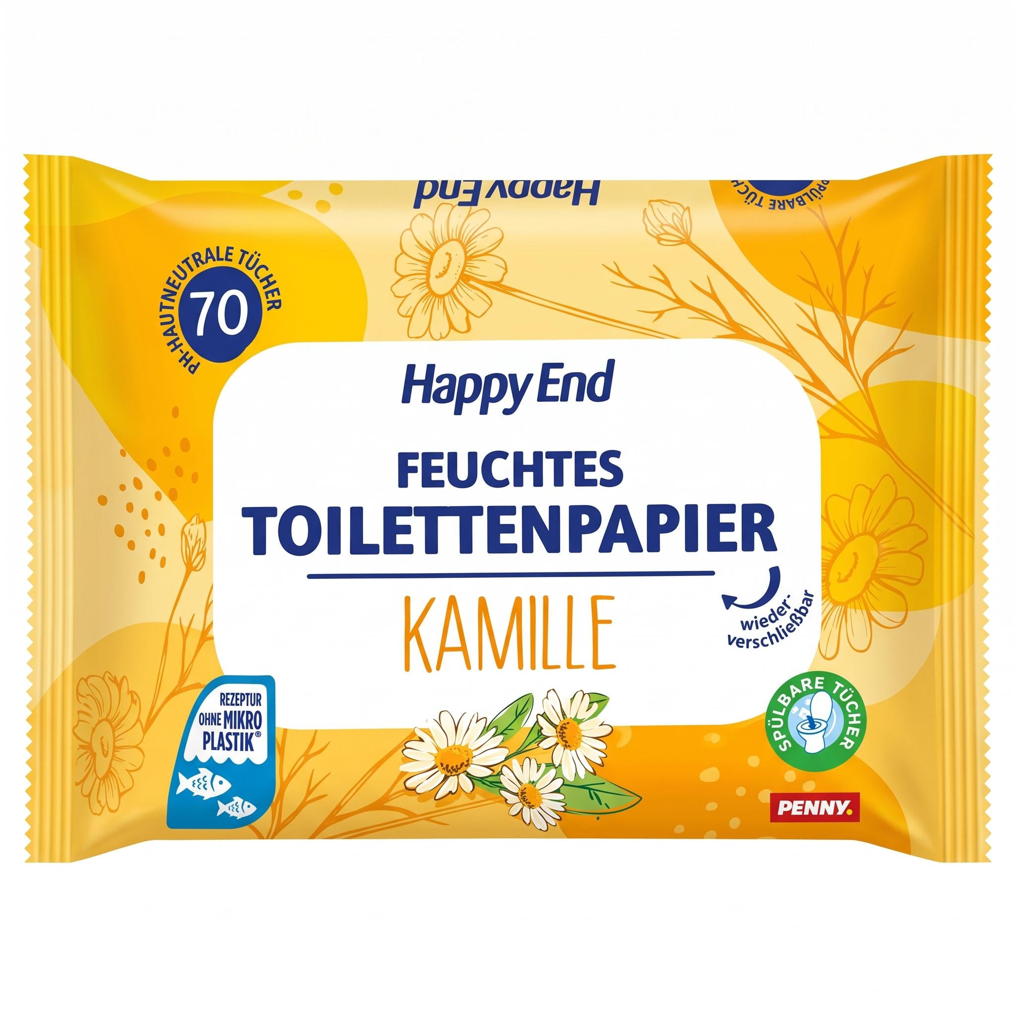 Влажная туалетная бумага-салфетки Happy End Kamille с ромашкой 70 шт. (000007185)
