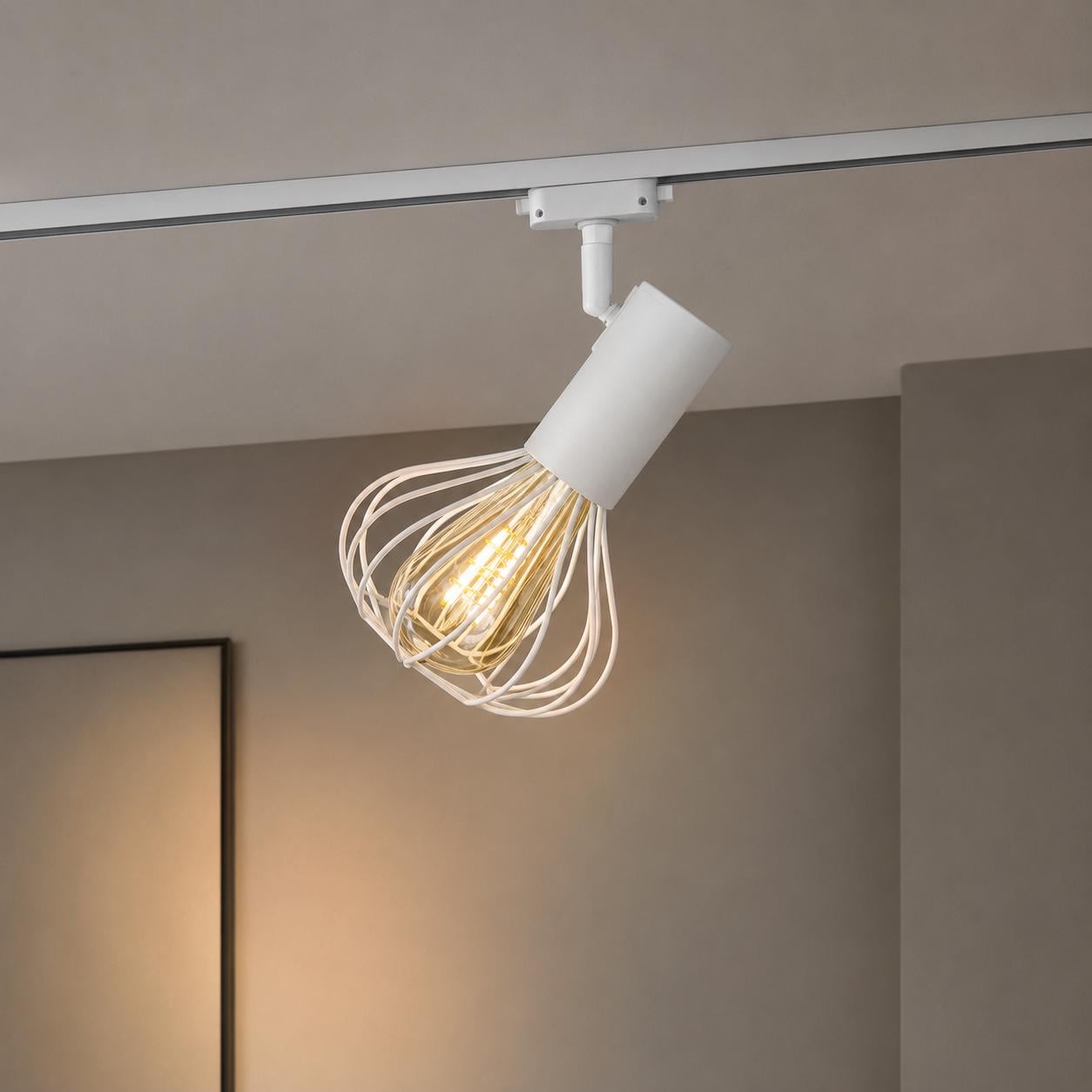 Светильник трековый MSK ELECTRIC Lotus в стиле лофт под лампу Е27 Белый (NT 14151-1 WH)
