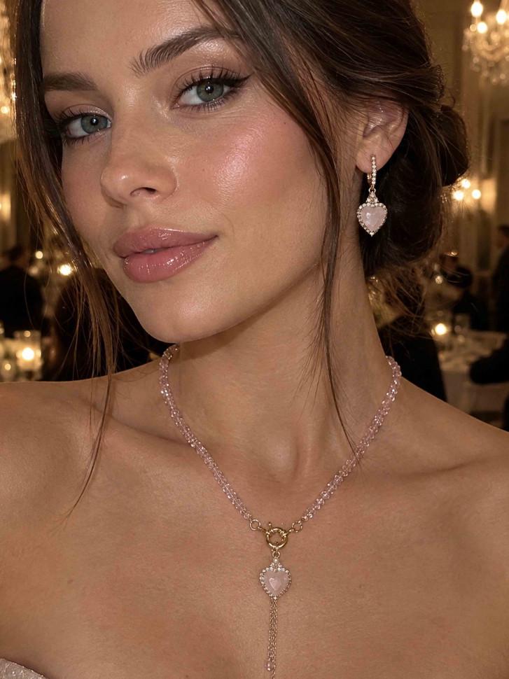Серьги LeBijou с розовым камнем-сердцем (5756) Серьги LeBijou с розовым камнем-сердцем (5756)
