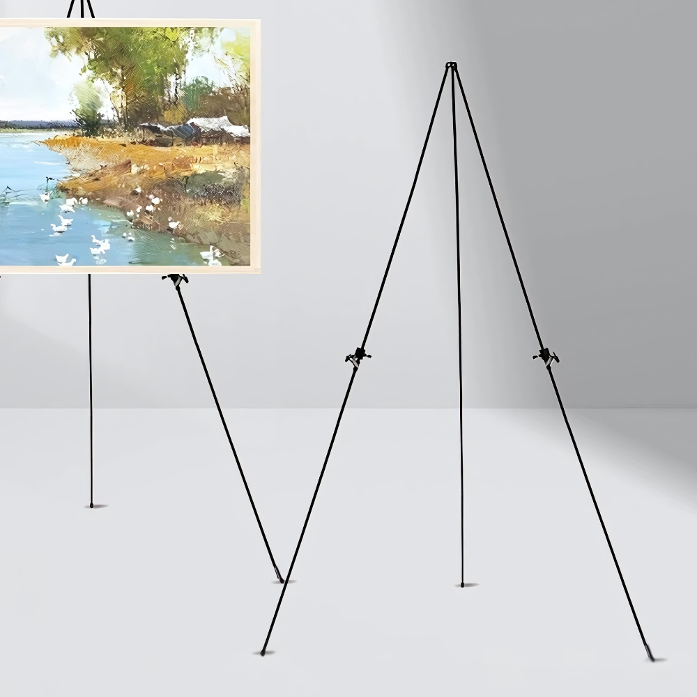 Мольберт для картин на треноге для рисования металлический разборный на 5 секций 160х120 см Черный - фото 2