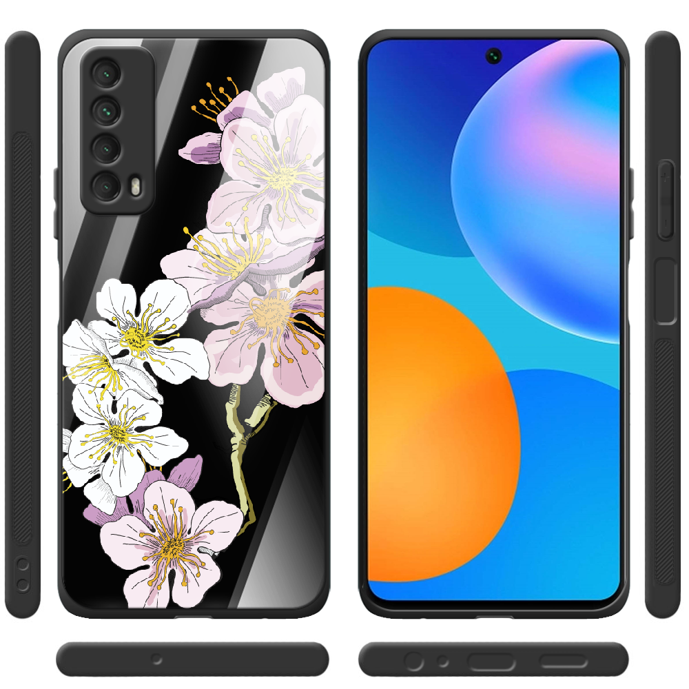 Чохол Boxface Huawei P Smart 2021 Cherry Blossom Чорний силікон зі склом (41133-cc4-41802) - фото 2