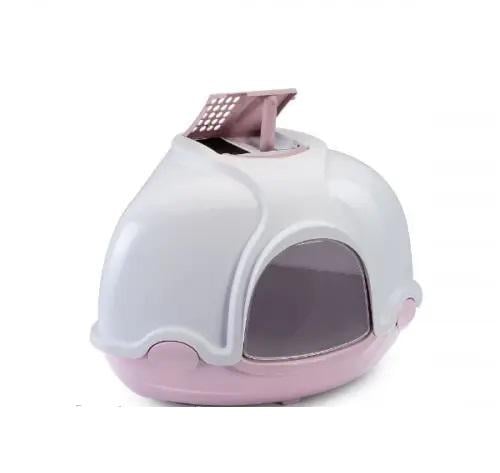 Туалет для котів IMAC Ginger Закритий кутовий 520х520х445 мм Рожевий (54902)