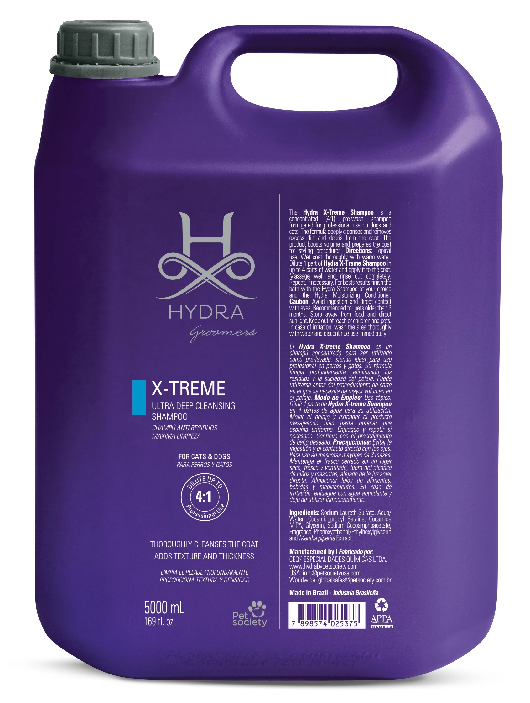 Шампунь для очистки и обезжиривания шерсти животных Hydra GROOMERS X-Treme Ultra Deep Cleansing Shampoo 5 л (24199086)