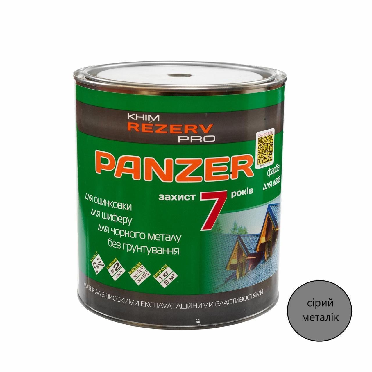 Эмаль для крыш PANZER Khimrezerv PRO RAL 9006 2,5 кг 2,7 л Серый металлик