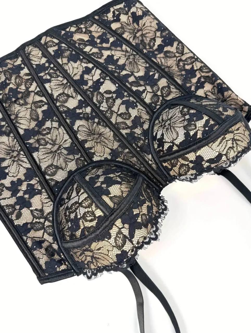 Корсет мереживний S Чорний - фото 2