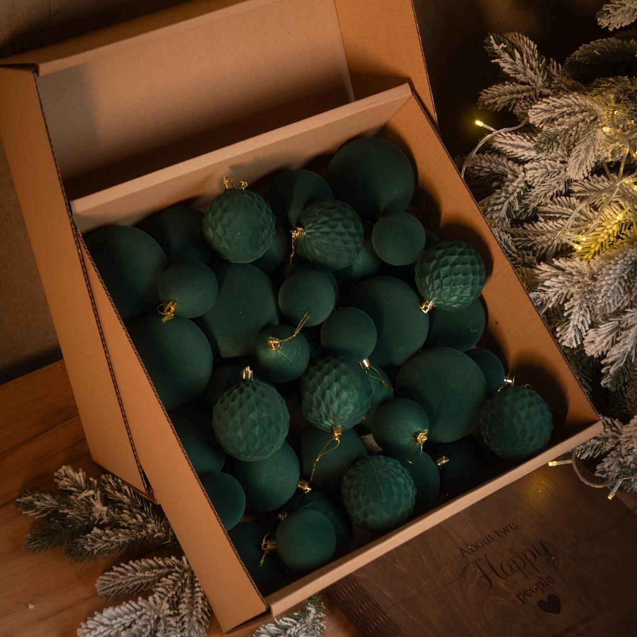 Набір куль новорічних Оксамит 40 шт. Смарагдовий (Оксамит смарагд.)