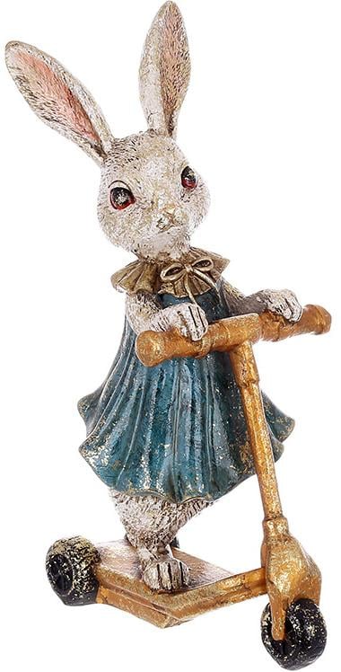 Статуетка декоративна Кролик-дівчинка на самокаті полістоун 25 см