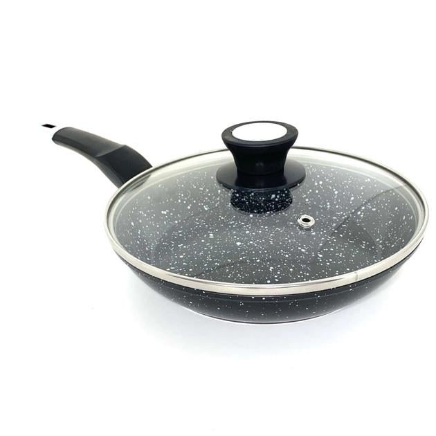 Сковорода со стеклянной крышкой мраморное покрытие 26 см