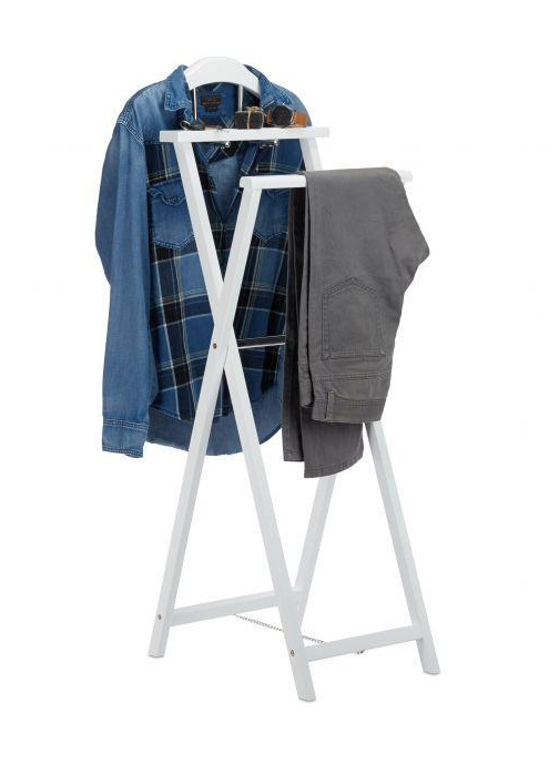 Стойка-вешалка для одежды Relaxdays из дерева 118x44x54 см Белый