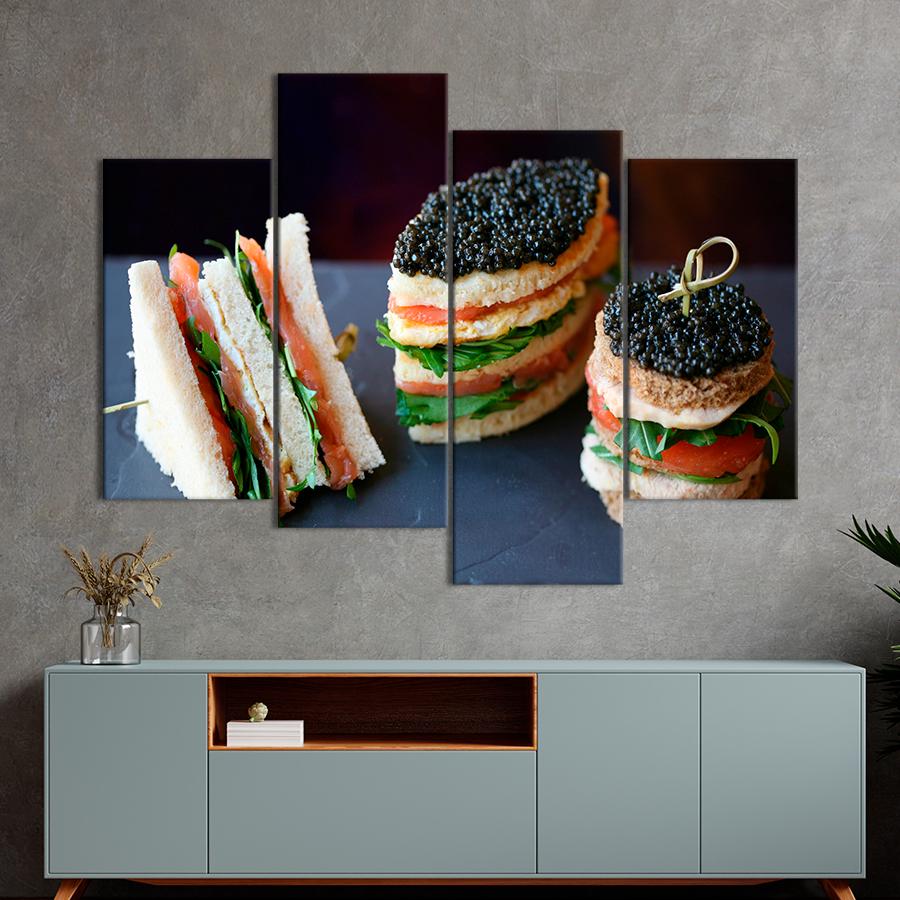 Настенний декор Клубный сэндвич с лососем и чёрной икрой 89x56 см (A498-4)