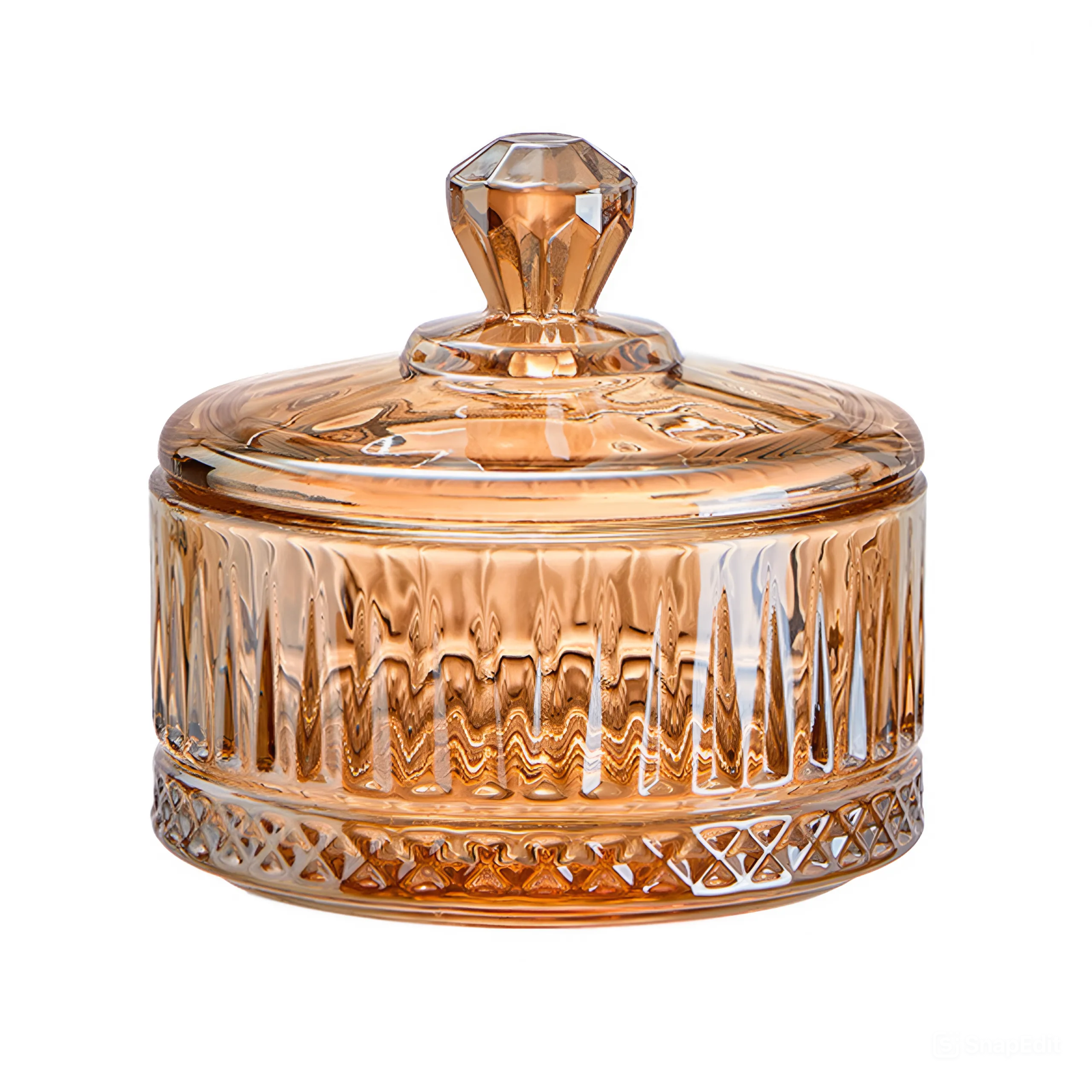 Конфетница с крышкой стеклянная ребристая (HP-YH-75)