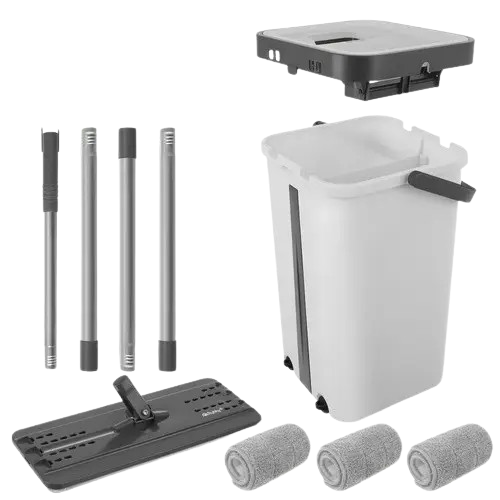 Швабра с ведром Ruhhy двухкамерная система отжима без рук 3 насадки плоская 360° 11 л (27232) Швабра с ведром Ruhhy двухкамерная система отжима без рук 3 насадки плоская 360° 11 л (27232)