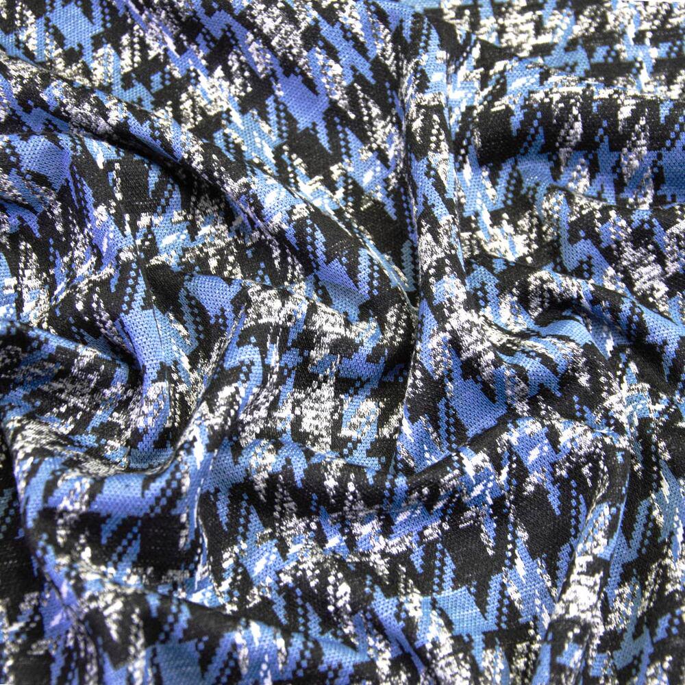 Ткань трикотаж жаккард Леонсия лапка Деним/Черный (17389)