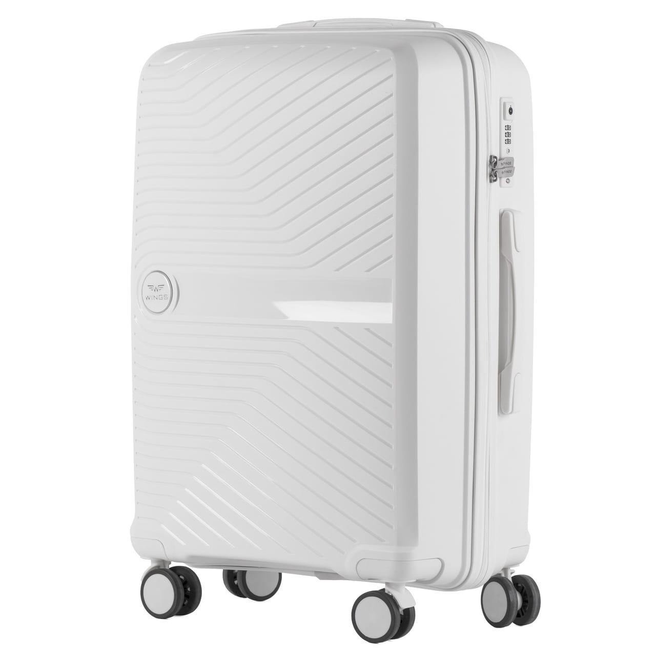 Чемодан средний полипропилен Wings Lapwing DQ181-04 на 4 колесах 66х43х24 см 63 л Белый