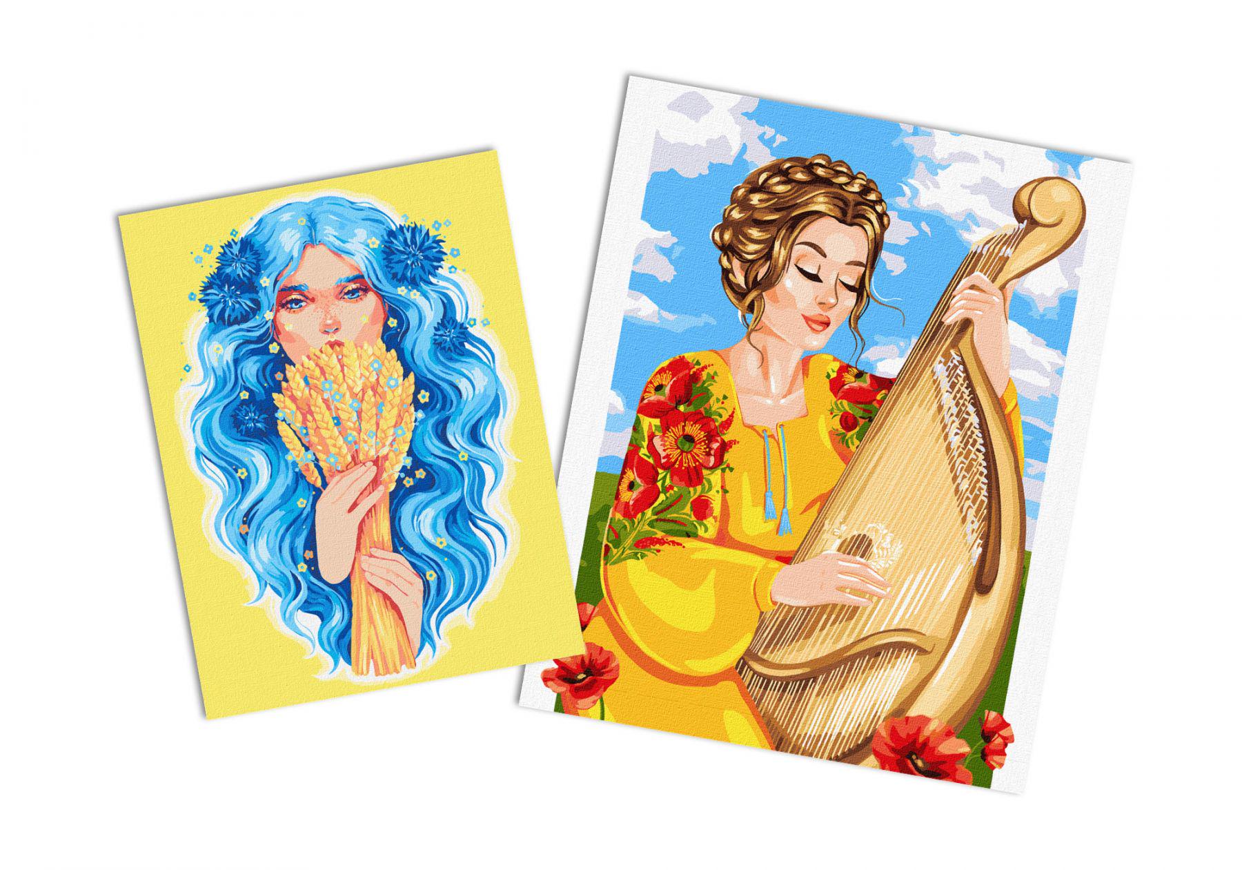 Набор картин по номерам Идейка 2в1 Играй, моя бандура 40x50 см KHO4981 и Золото Украины 30x40 см KHO8309 (CKHO8109)