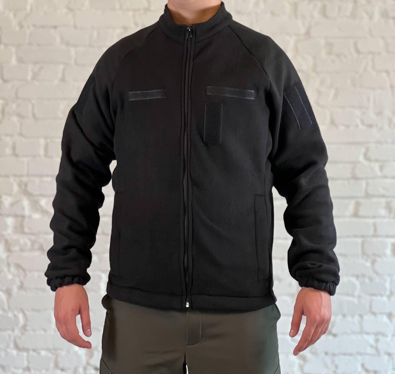 Военная кофта флисовая на змейке с велкро-панелями и манжетами XXL р. 54 Черный (177-4)