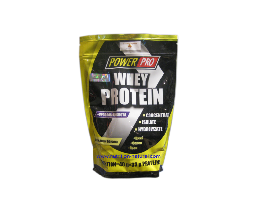 Протеин-сывороточный для роста мышц и сжигания жира POWER PRO Whey Protein для спортсменов со вкусом банана 1 кг (000003199)