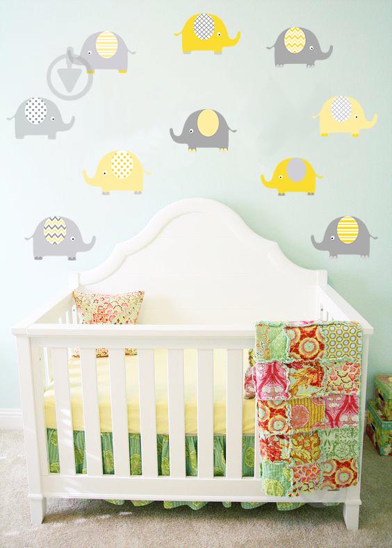 Наклейка виниловая Zatarga набор слоники 1 39х45 см Желтый (Z180033)